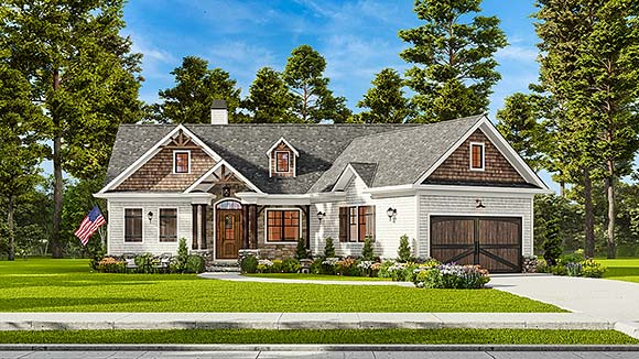 Country, Farmhouse, One-Story, Southern House Plan 97693 with 3 Beds, 2 Baths, 2 Car Garage Elevation