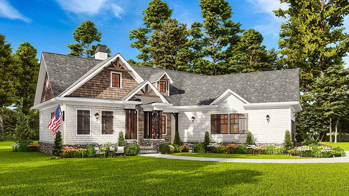 Country, Farmhouse, One-Story, Southern Plan with 1338 Sq. Ft., 3 Bedrooms, 2 Bathrooms, 2 Car Garage Picture 3