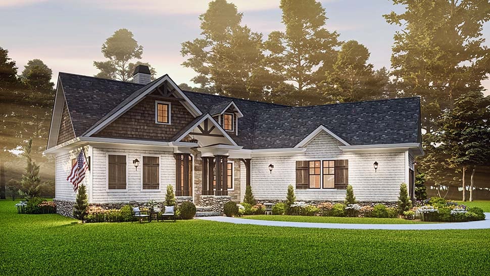 Country, Farmhouse, One-Story, Southern Plan with 1338 Sq. Ft., 3 Bedrooms, 2 Bathrooms, 2 Car Garage Picture 8