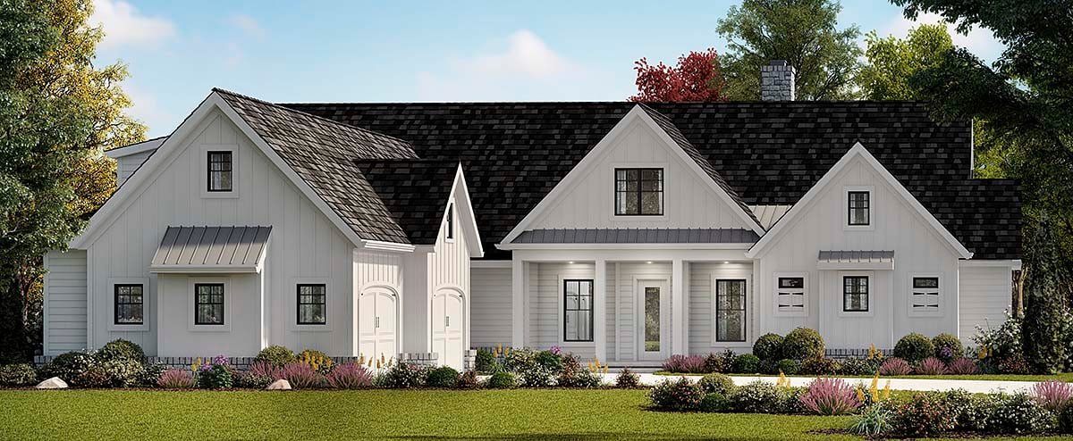 Farmhouse, Ranch, Southern Plan with 3169 Sq. Ft., 3 Bedrooms, 4 Bathrooms, 2 Car Garage Elevation
