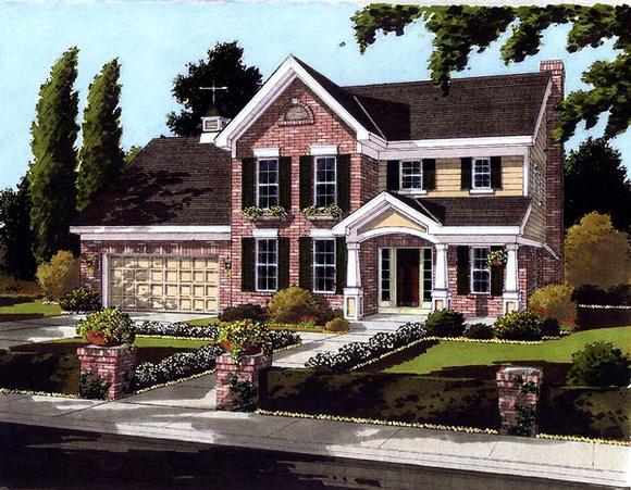 Bungalow, Colonial, Traditional House Plan 97707 with 3 Beds, 3 Baths, 2 Car Garage Elevation