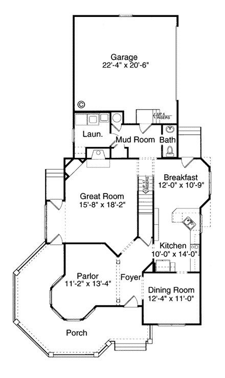 Farmhouse, Victorian House Plan 97729 with 4 Beds, 3 Baths, 2 Car Garage First Level Plan