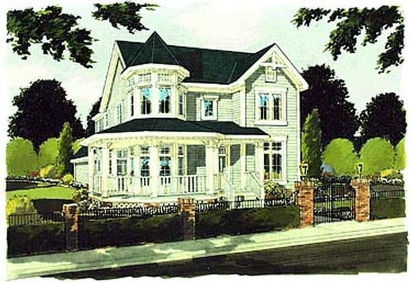 Farmhouse, Victorian House Plan 97729 with 4 Beds, 3 Baths, 2 Car Garage Elevation