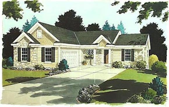 Bungalow, One-Story, Ranch House Plan 97731 with 3 Beds, 2 Baths, 2 Car Garage Elevation