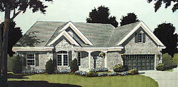 European, Ranch, Traditional House Plan 97740 with 3 Beds, 2 Baths, 2 Car Garage Elevation