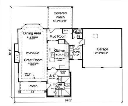 Victorian House Plan 97767 with 3 Beds, 3 Baths, 2 Car Garage First Level Plan