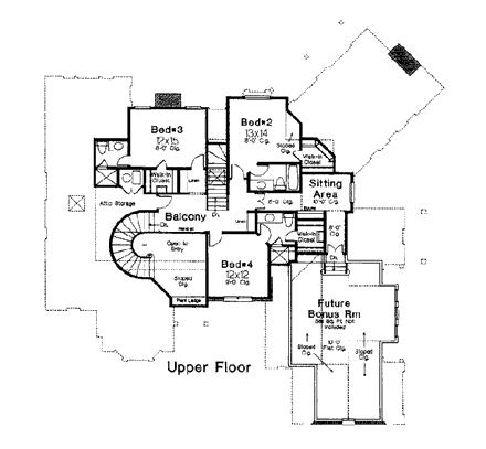 Bungalow, European, French Country House Plan 97805 with 4 Beds, 5 Baths, 3 Car Garage Second Level Plan