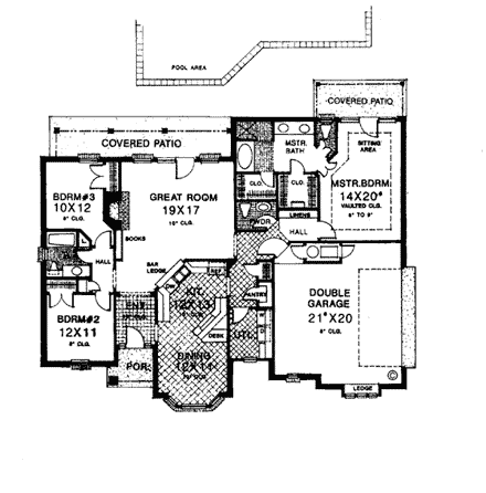 Bungalow, European, One-Story, Tudor House Plan 97870 with 3 Beds, 3 Baths, 2 Car Garage First Level Plan