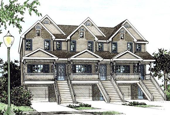 Bungalow, Country Multi-Family Plan 97928 with 6 Beds, 9 Baths, 3 Car Garage Elevation