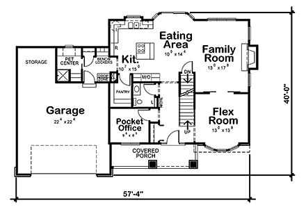 Craftsman House Plan 97951 with 3 Beds, 3 Baths, 2 Car Garage First Level Plan