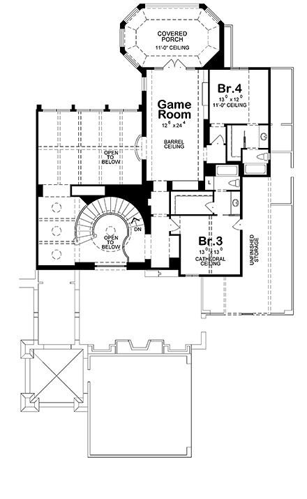 French Country House Plan 97976 with 4 Beds, 5 Baths, 4 Car Garage Second Level Plan