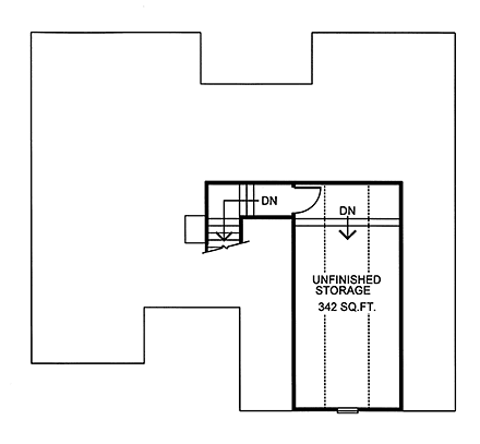 Traditional House Plan 97991 with 3 Beds, 2 Baths, 2 Car Garage Second Level Plan