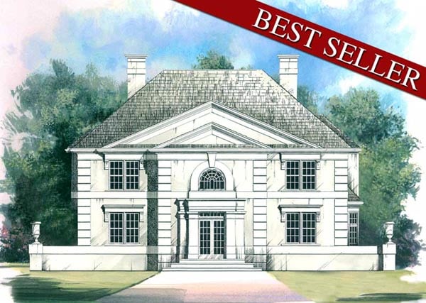 Colonial, European Plan with 2663 Sq. Ft., 4 Bedrooms, 4 Bathrooms, 3 Car Garage Elevation