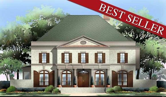 Colonial, European, Greek Revival House Plan 98206 with 4 Beds, 4 Baths, 3 Car Garage Elevation