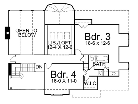 European House Plan 98209 with 4 Beds, 4 Baths, 2 Car Garage Second Level Plan