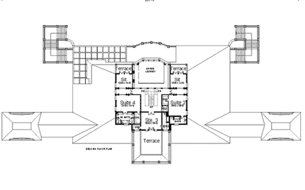 Greek Revival, Traditional House Plan 98215 with 4 Beds, 6 Baths, 6 Car Garage Second Level Plan