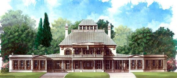 Greek Revival, Traditional House Plan 98215 with 4 Beds, 6 Baths, 6 Car Garage Elevation