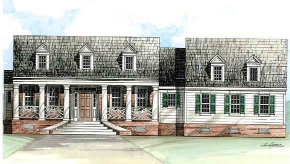 Cape Cod, Colonial, Country, One-Story House Plan 98224 with 3 Beds, 3 Baths, 2 Car Garage Elevation