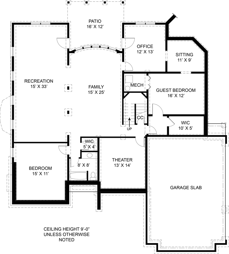 European, Greek Revival, Victorian House Plan 98226 with 4 Beds, 4 Baths, 3 Car Garage Lower Level Plan