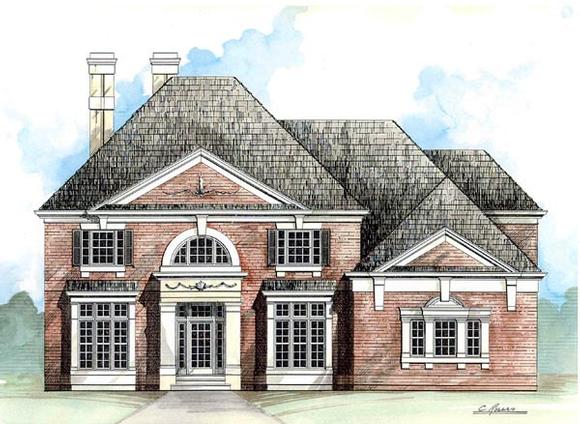 Colonial, European, Greek Revival House Plan 98228 with 4 Beds, 4 Baths, 2 Car Garage Elevation