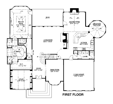European, Greek Revival, Victorian House Plan 98237 with 4 Beds, 4 Baths, 2 Car Garage First Level Plan