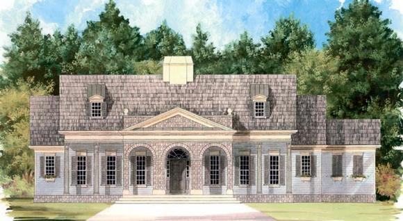 Colonial, One-Story House Plan 98238 with 3 Beds, 2 Baths, 2 Car Garage Elevation