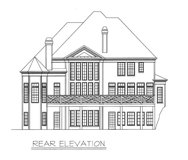European, Greek Revival, Victorian House Plan 98249 with 5 Beds, 4 Baths, 2 Car Garage Rear Elevation