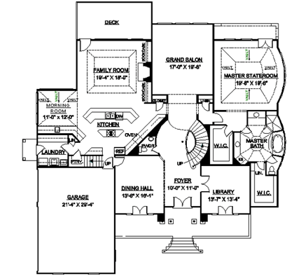 European, Greek Revival, Victorian House Plan 98252 with 4 Beds, 5 Baths, 3 Car Garage First Level Plan