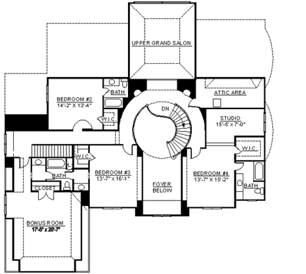 European, Greek Revival, Victorian House Plan 98252 with 4 Beds, 5 Baths, 3 Car Garage Second Level Plan