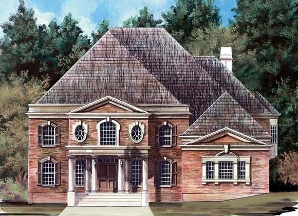 Colonial, Greek Revival House Plan 98263 with 6 Beds, 3 Baths, 3 Car Garage Elevation