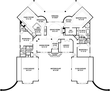 European, Victorian House Plan 98277 with 3 Beds, 3 Baths, 4 Car Garage First Level Plan