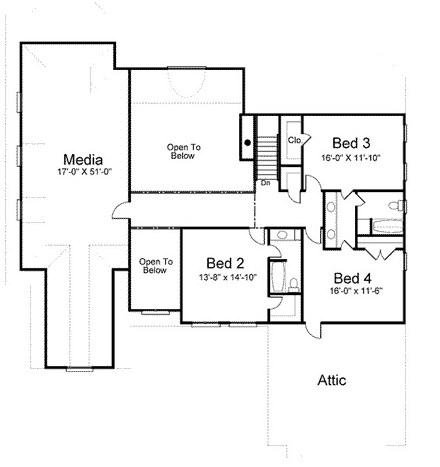 Colonial, Greek Revival House Plan 98297 with 4 Beds, 4 Baths, 3 Car Garage Second Level Plan