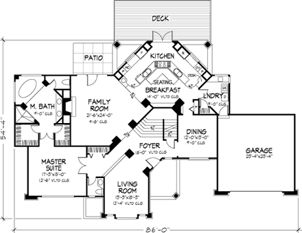 Traditional House Plan 98306 with 3 Beds, 3 Baths, 2 Car Garage First Level Plan