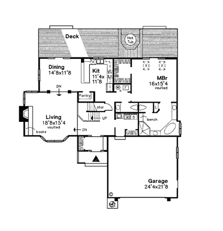 Contemporary House Plan 98336 with 3 Beds, 3 Baths, 2 Car Garage First Level Plan