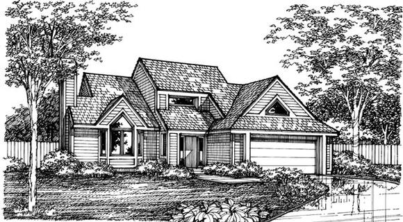 Contemporary House Plan 98336 with 3 Beds, 3 Baths, 2 Car Garage Elevation
