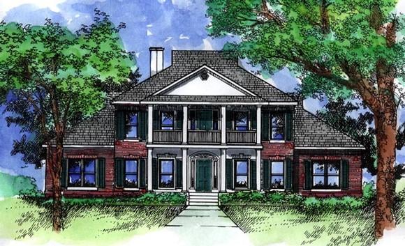 Colonial, Southern House Plan 98370 with 4 Beds, 4 Baths, 2 Car Garage Elevation