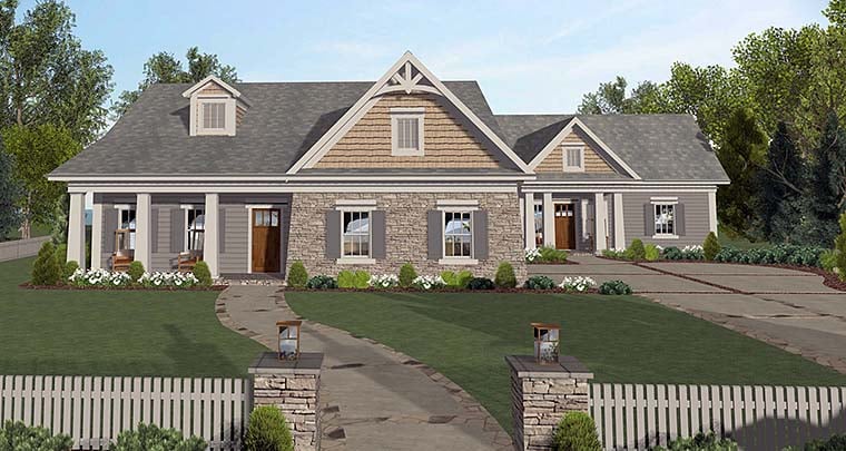Cottage, Country, Craftsman House Plan 98401 with 4 Beds, 2 Baths, 2 Car Garage Elevation