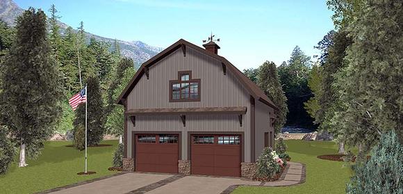 2 Car Garage Apartment Plan 98403 with 1 Beds, 1 Baths Elevation