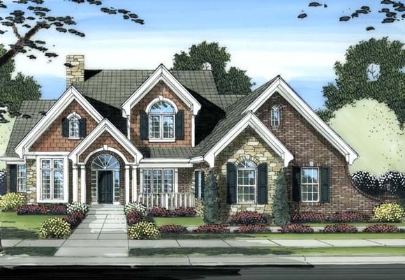Traditional House Plan 98603 with 4 Beds, 4 Baths, 2 Car Garage Elevation