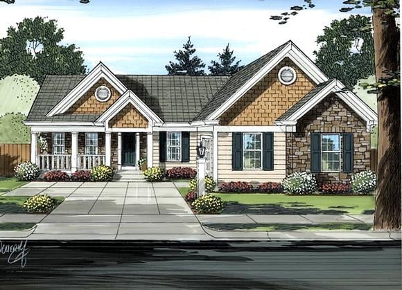 Ranch House Plan 98623 with 3 Beds, 2 Baths, 2 Car Garage Elevation