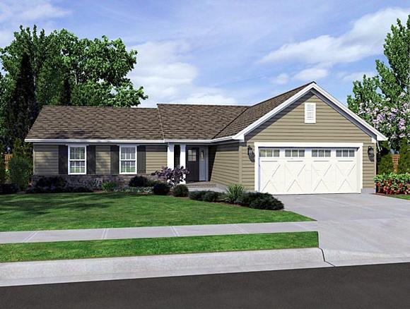 Ranch House Plan 98631 with 3 Beds, 2 Baths, 2 Car Garage Elevation