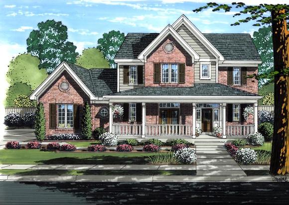 Traditional House Plan 98640 with 4 Beds, 3 Baths, 2 Car Garage Elevation