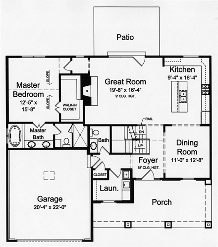 Cottage, Craftsman House Plan 98642 with 4 Beds, 3 Baths, 2 Car Garage First Level Plan