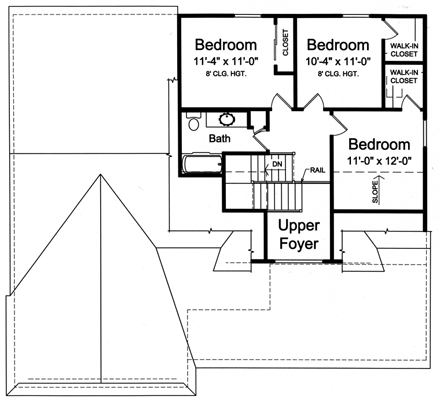 Cottage, Craftsman House Plan 98642 with 4 Beds, 3 Baths, 2 Car Garage Second Level Plan