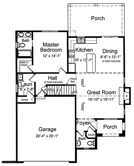 Cottage, European House Plan 98648 with 3 Beds, 3 Baths, 2 Car Garage First Level Plan