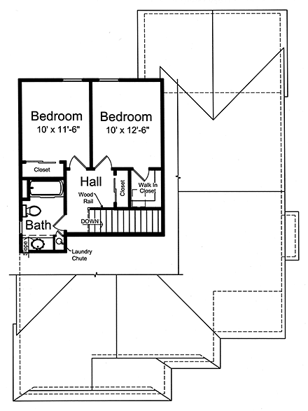 Cottage, European House Plan 98648 with 3 Beds, 3 Baths, 2 Car Garage Second Level Plan