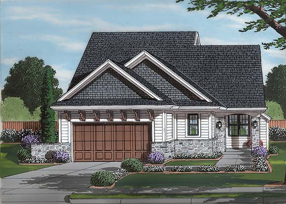 Cottage, European House Plan 98648 with 3 Beds, 3 Baths, 2 Car Garage Elevation