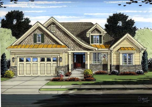 Cottage, European, Traditional House Plan 98650 with 3 Beds, 2 Baths, 2 Car Garage Elevation