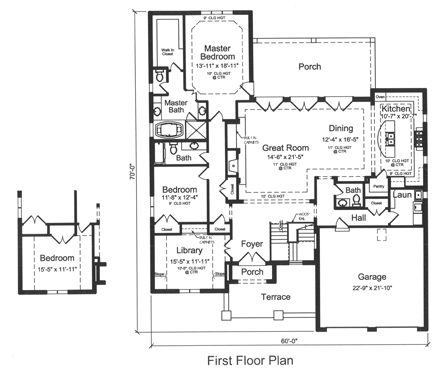 Victorian House Plan 98654 with 3 Beds, 3 Baths, 2 Car Garage First Level Plan