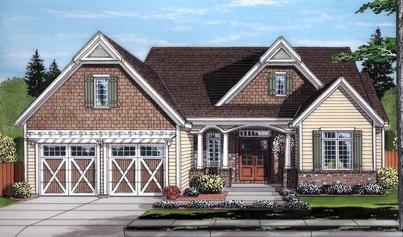 Country, Craftsman, Traditional House Plan 98677 with 3 Beds, 3 Baths, 2 Car Garage Elevation